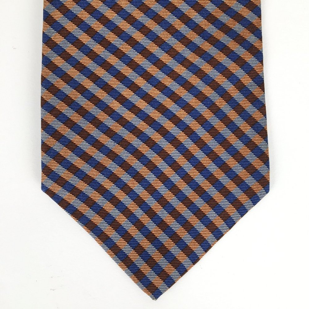 Nautica Checkered Square Patterned 100% Silk Tie